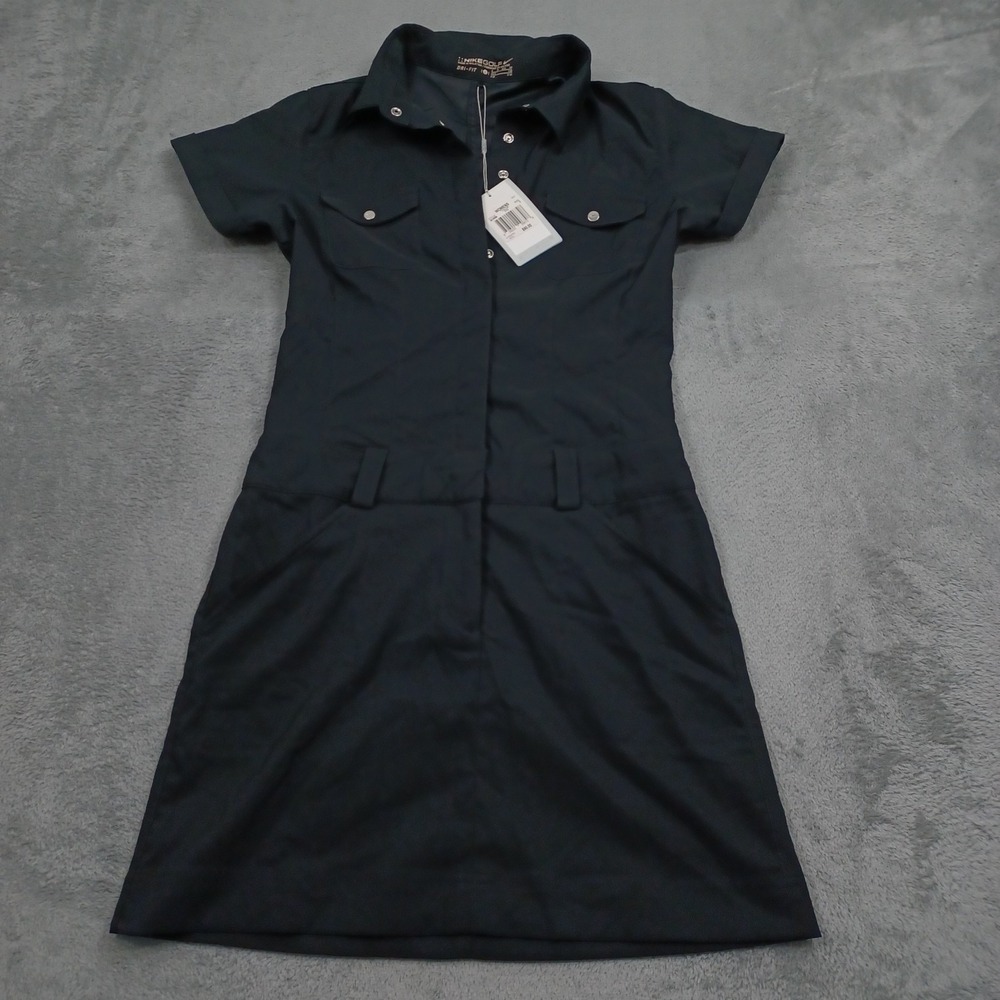 Nike Shirt Dress Womens 2 Black Golf Snap Button Dri Fit Activewear NWT
